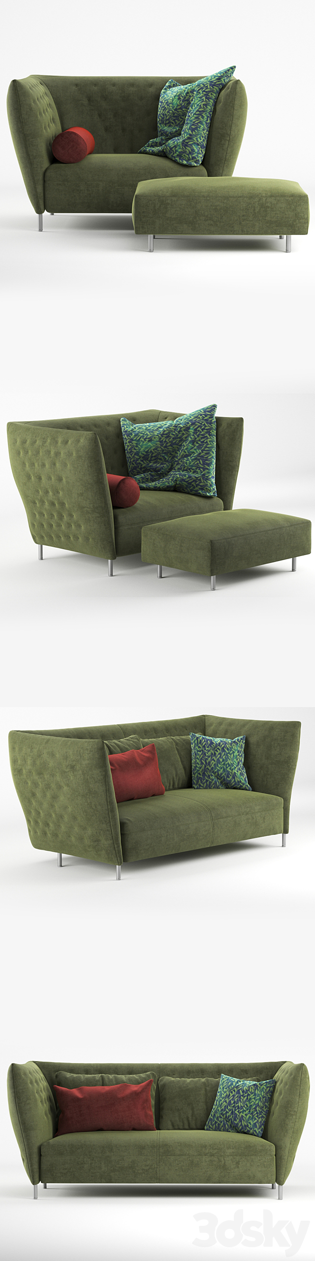 Sabana Italia Quilt sofa and armchair 3DS Max Model - thumbnail 2