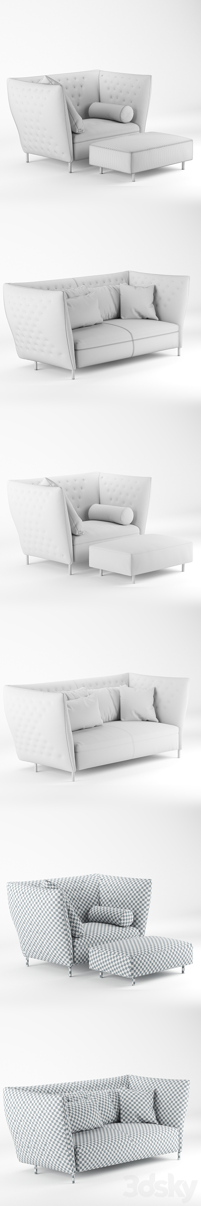 Sabana Italia Quilt sofa and armchair 3DS Max Model - thumbnail 3