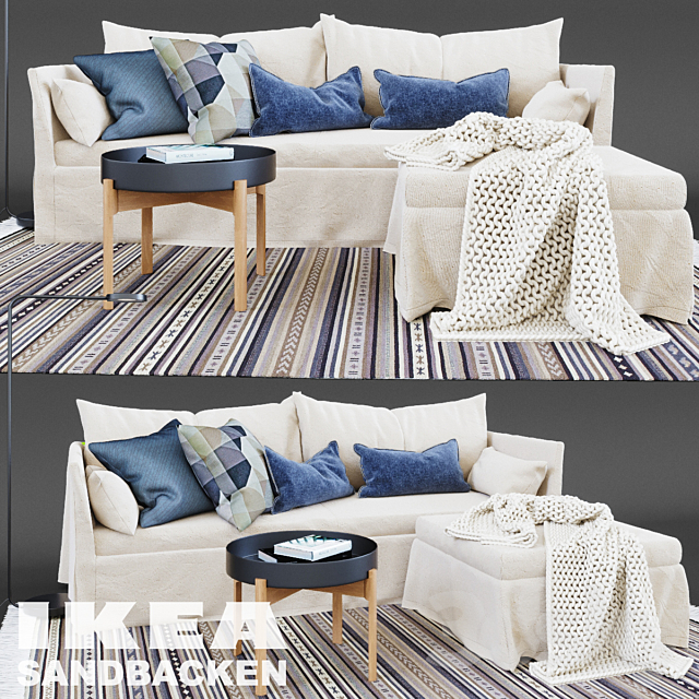 SANDBACKEN 3-seat sofa 3ds Max - thumbnail 1