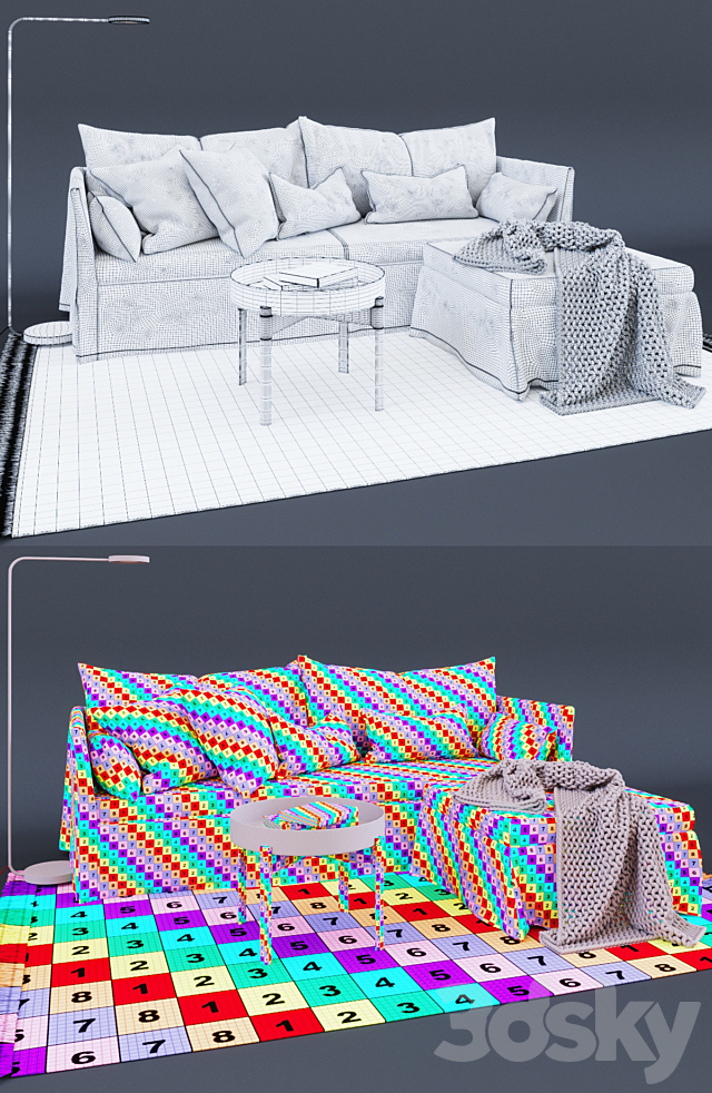 SANDBACKEN 3-seat sofa 3ds Max - thumbnail 3