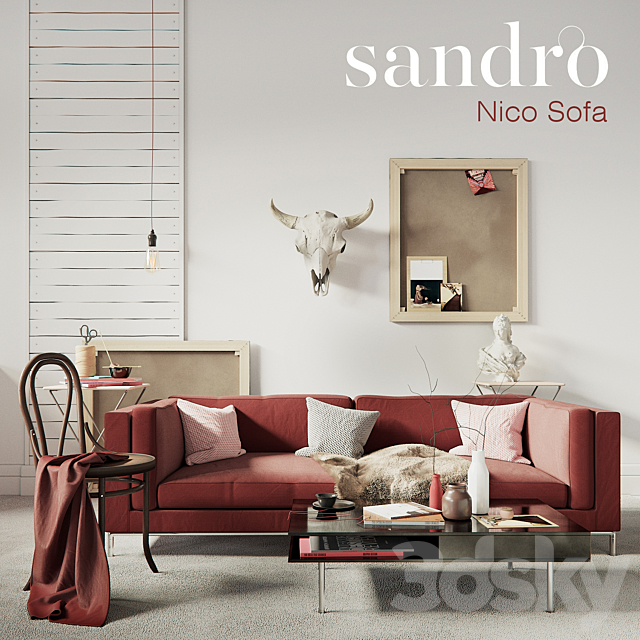 SANDRO Nico Sofa Claret set 3DSMax File - thumbnail 1