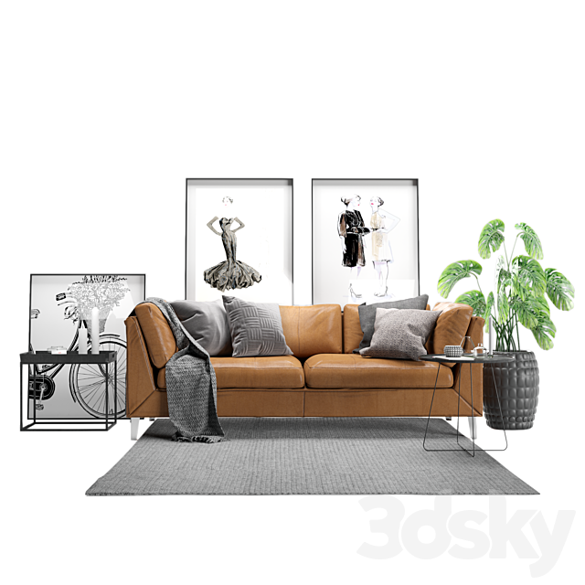 Scandinavian living set. Ikea Stockholm. 3DSMax File - thumbnail 3