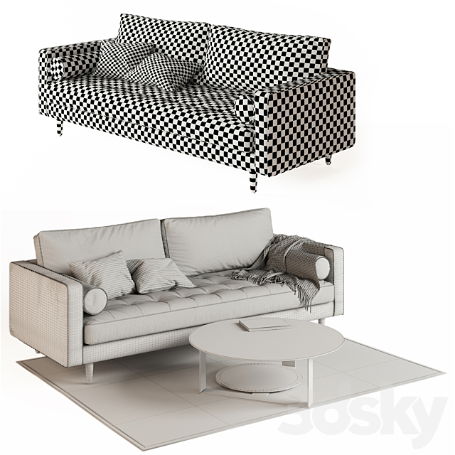 Scott 3 Seater Sofa 3DSMax File - thumbnail 3