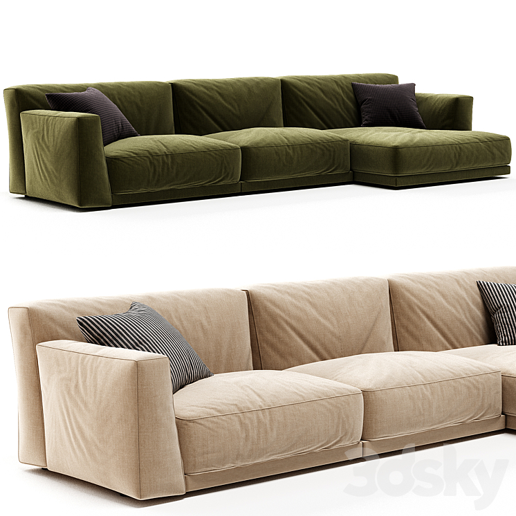 Seoul Poliform Corner Sofa 3DS Max Model - thumbnail 2