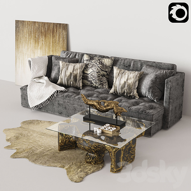 Set of furniture and decor 3ds Max - thumbnail 2