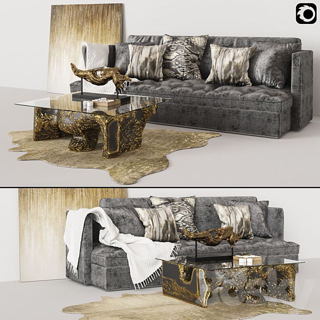 Set of furniture and decor 3ds Max - thumbnail 3