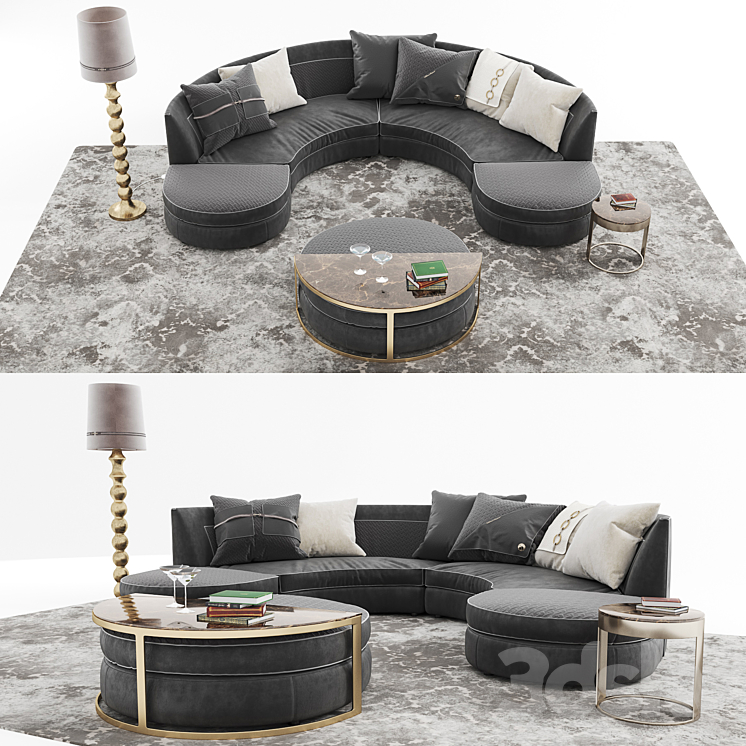 Set Vittoria Frigerio Sofa Borromeo 3DS Max - thumbnail 1