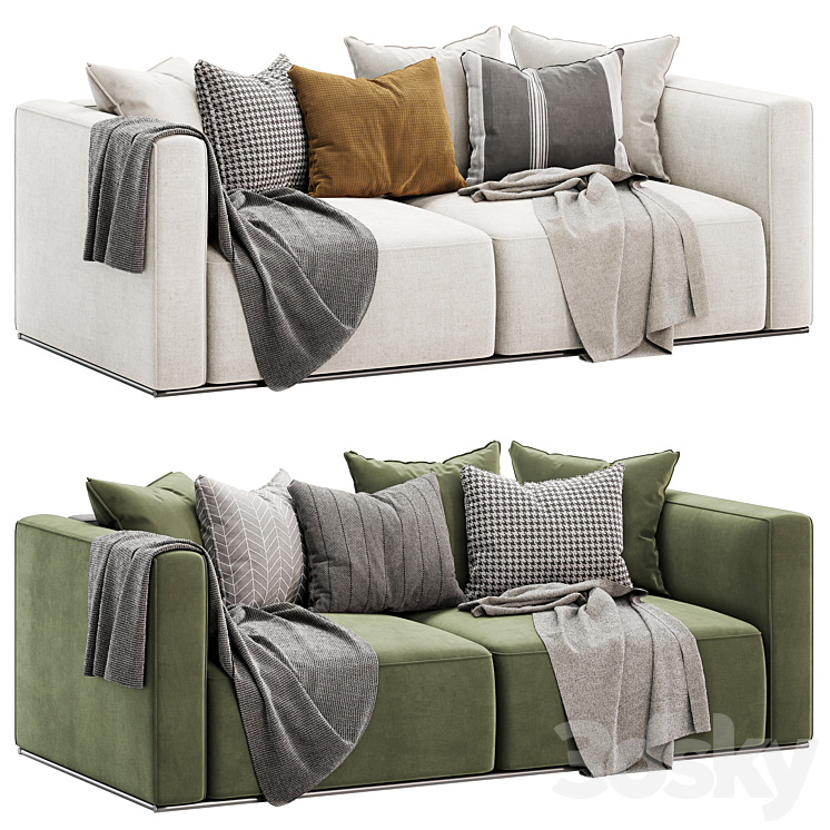 shangai 3 seater sofa by poliform 3DS Max Model - thumbnail 1