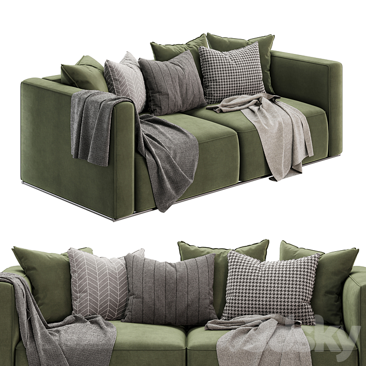 shangai 3 seater sofa by poliform 3DS Max Model - thumbnail 2