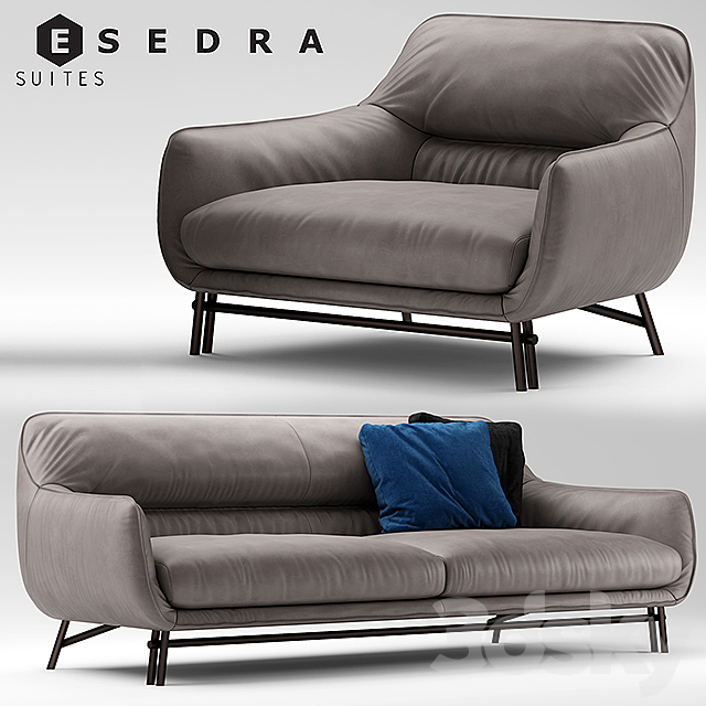 Sofa and armchair Esedra by Prospettive VENICE Sofa 3DSMax File - thumbnail 1