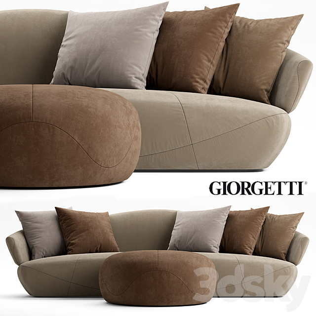 Sofa and pouf Giorgetti SOLEMYIDAESOLEMYIDAE 3DSMax File - thumbnail 1