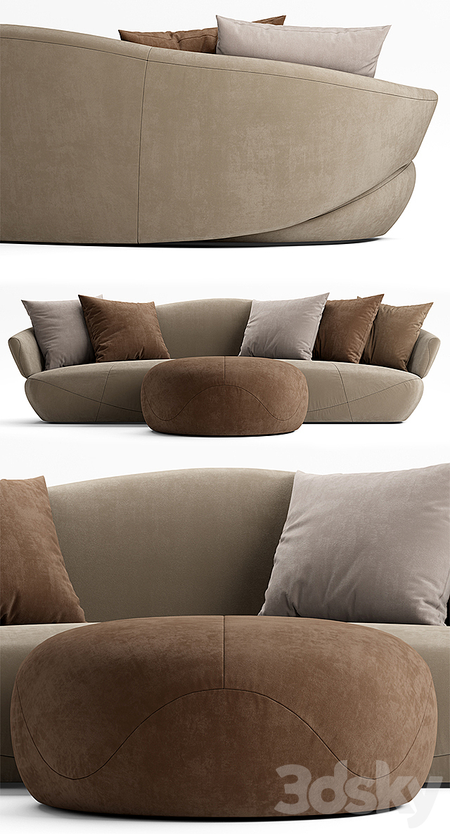 Sofa and pouf Giorgetti SOLEMYIDAESOLEMYIDAE 3DSMax File - thumbnail 2