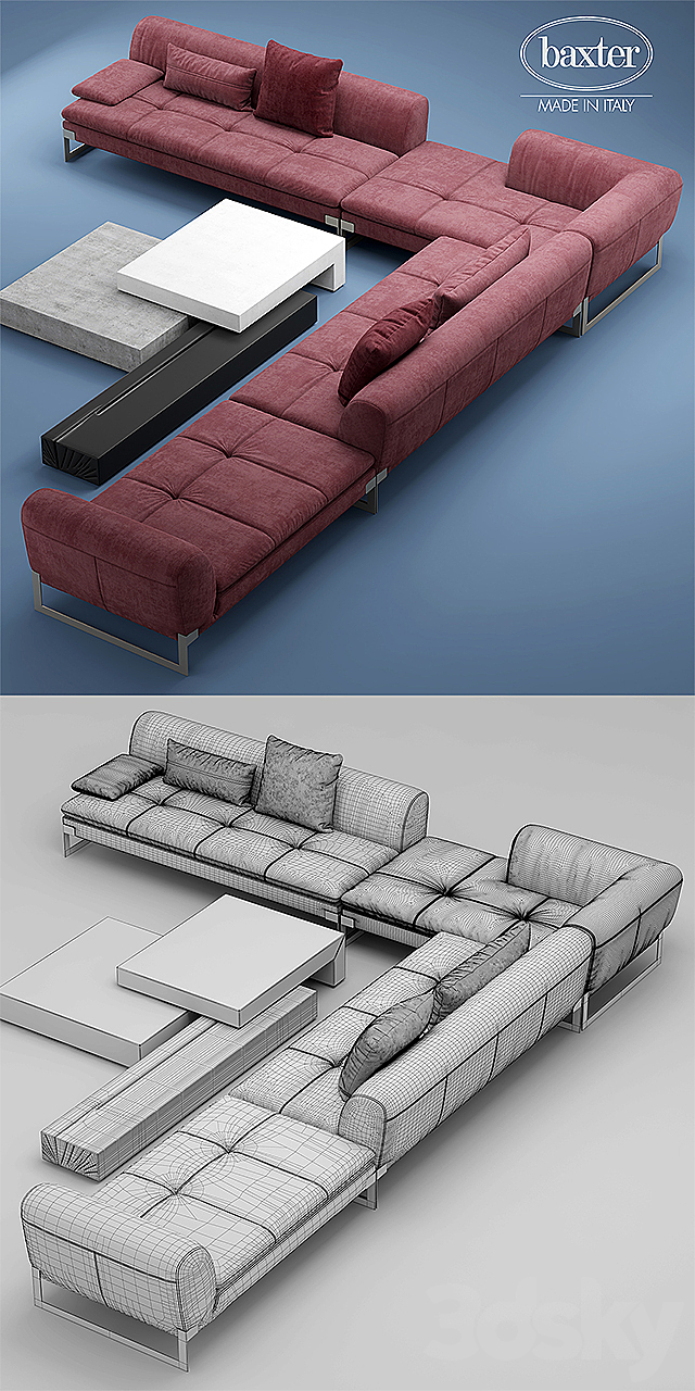 Sofa BAXTER VIKTOR Corner sectional leather sofa 3DSMax File - thumbnail 3