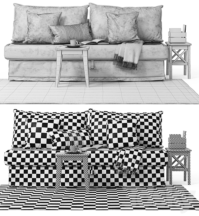 Sofa-bed HIMMANE Ikea _ Sleeper sofa HIMMENE Ikea 3DSMax File - thumbnail 3