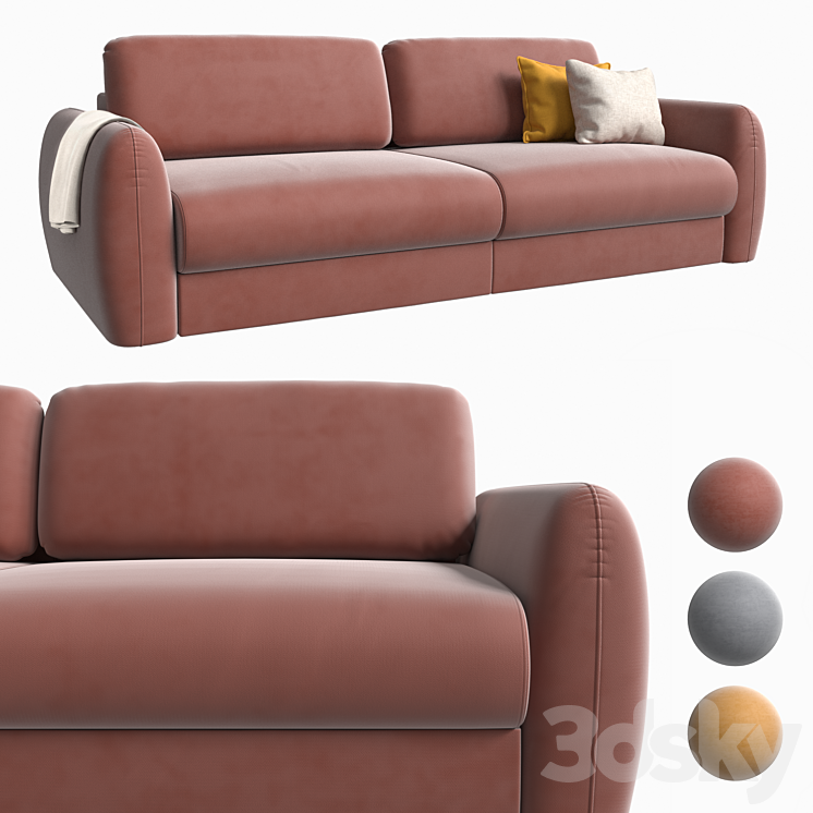 Sofa Biani Velvet Terra 3DS Max Model - thumbnail 1