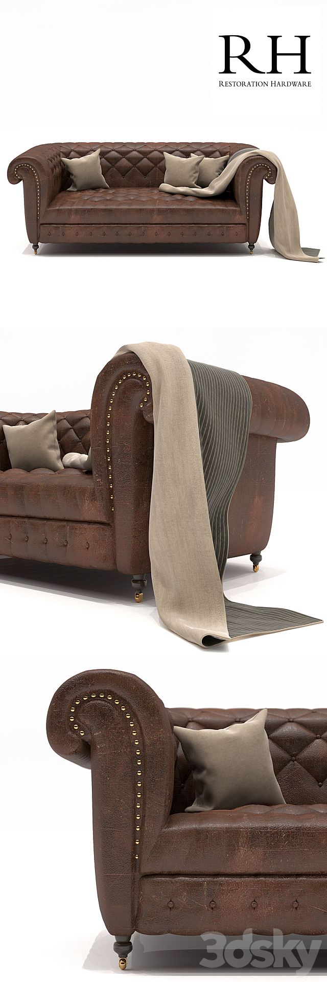 Sofa Cambridge from Restoration Hardware 3DSMax File - thumbnail 2