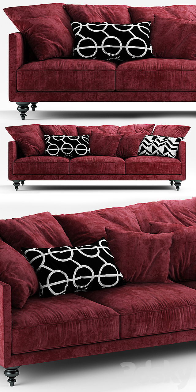 Sofa canape angle velours 3DSMax File - thumbnail 2