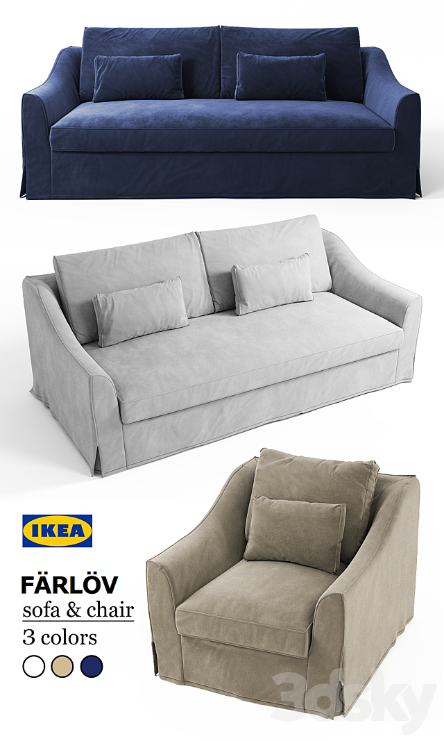 Sofa & chair Ikea FARLOV 3DSMax File - thumbnail 2