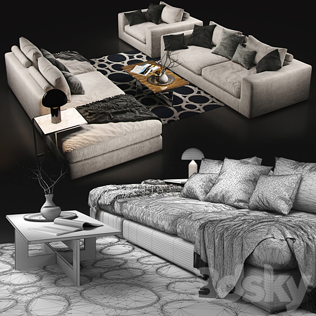 Sofa Cristal Sofa Club White 3DSMax File - thumbnail 2