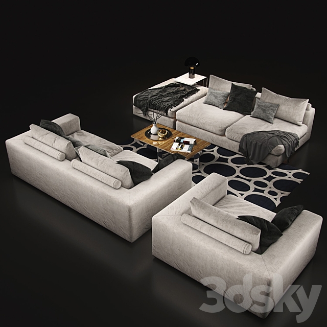 Sofa Cristal Sofa Club White 3DSMax File - thumbnail 3