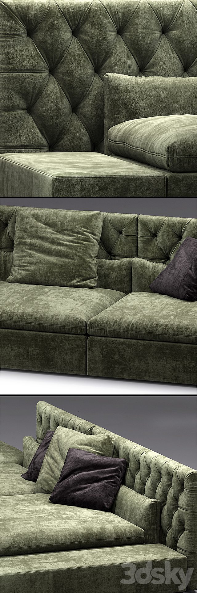 Sofa Dominio capitonne Frigerio Salotti 3DSMax File - thumbnail 2