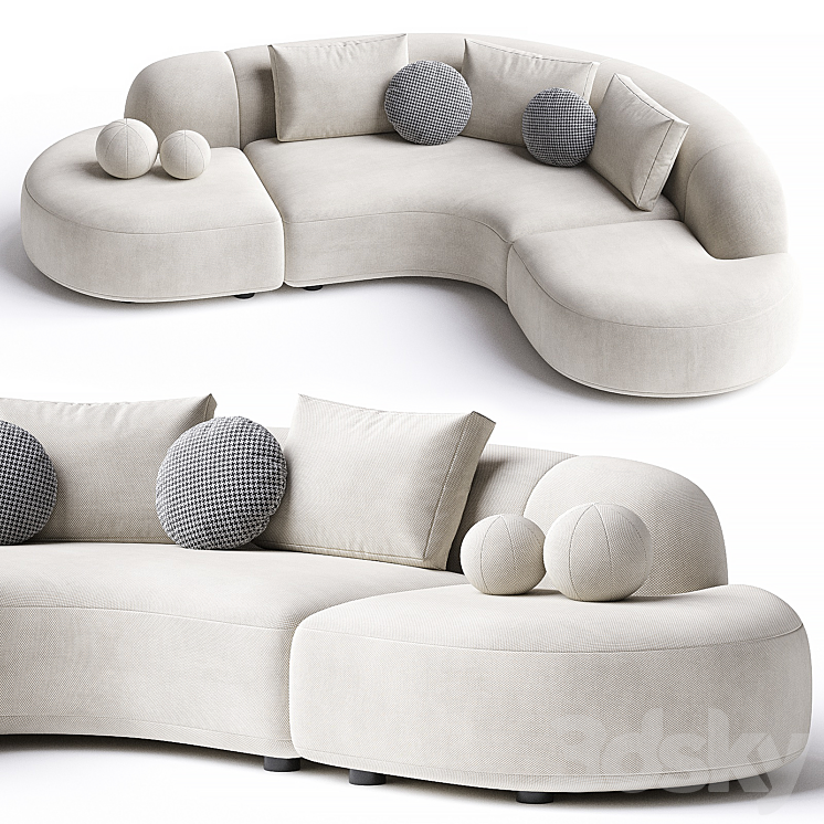 Sofa Eichholtz Sofa Bjorn Boucle Sand 3DS Max Model - thumbnail 1