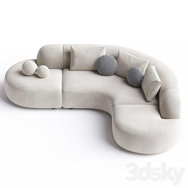 Sofa Eichholtz Sofa Bjorn Boucle Sand 3DS Max Model - thumbnail 2