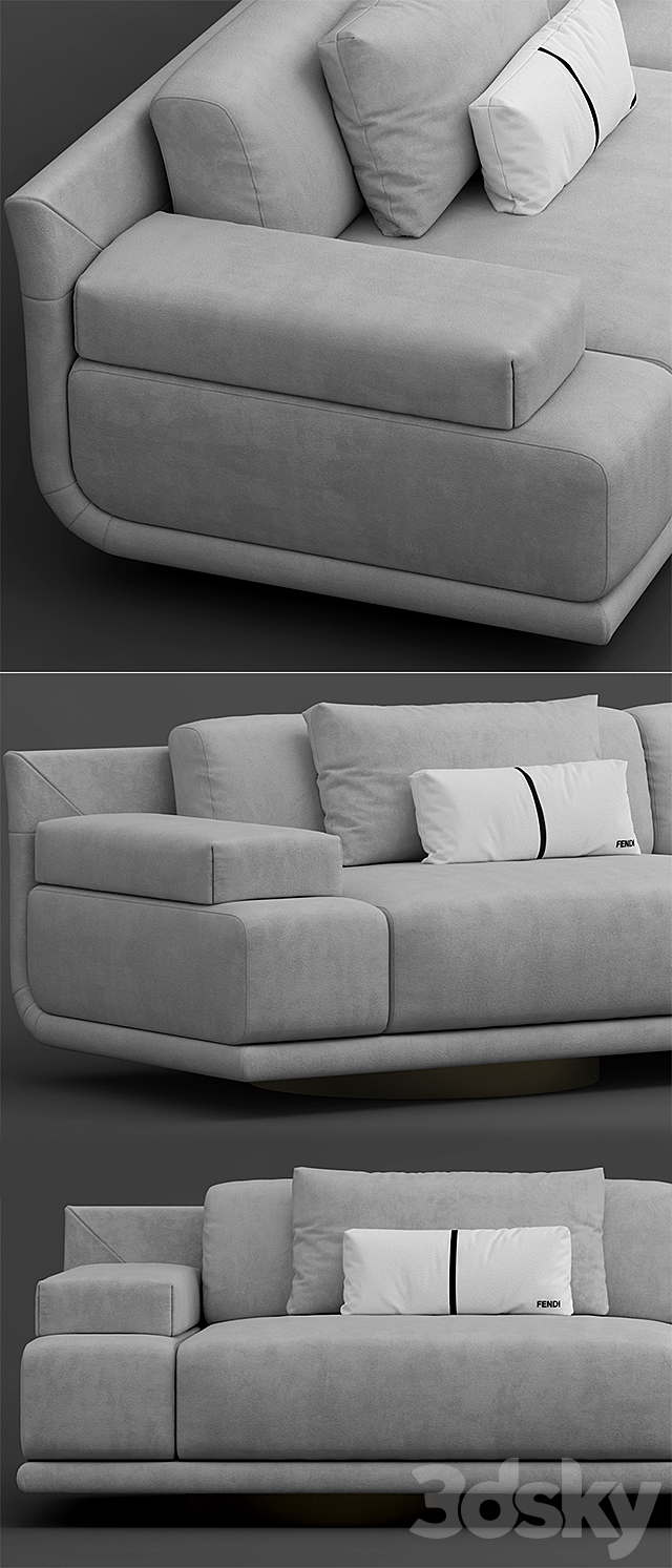 Sofa fendi casa artu sofa 3DS Max Model - thumbnail 2