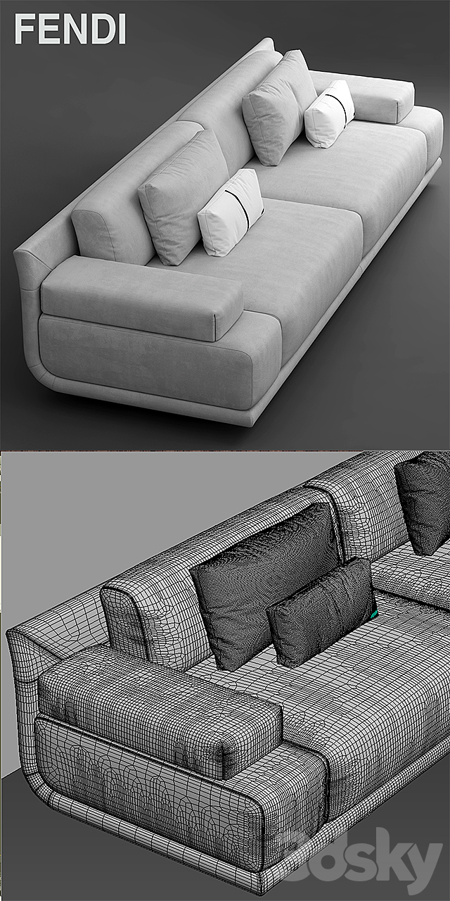 Sofa fendi casa artu sofa 3DS Max Model - thumbnail 3