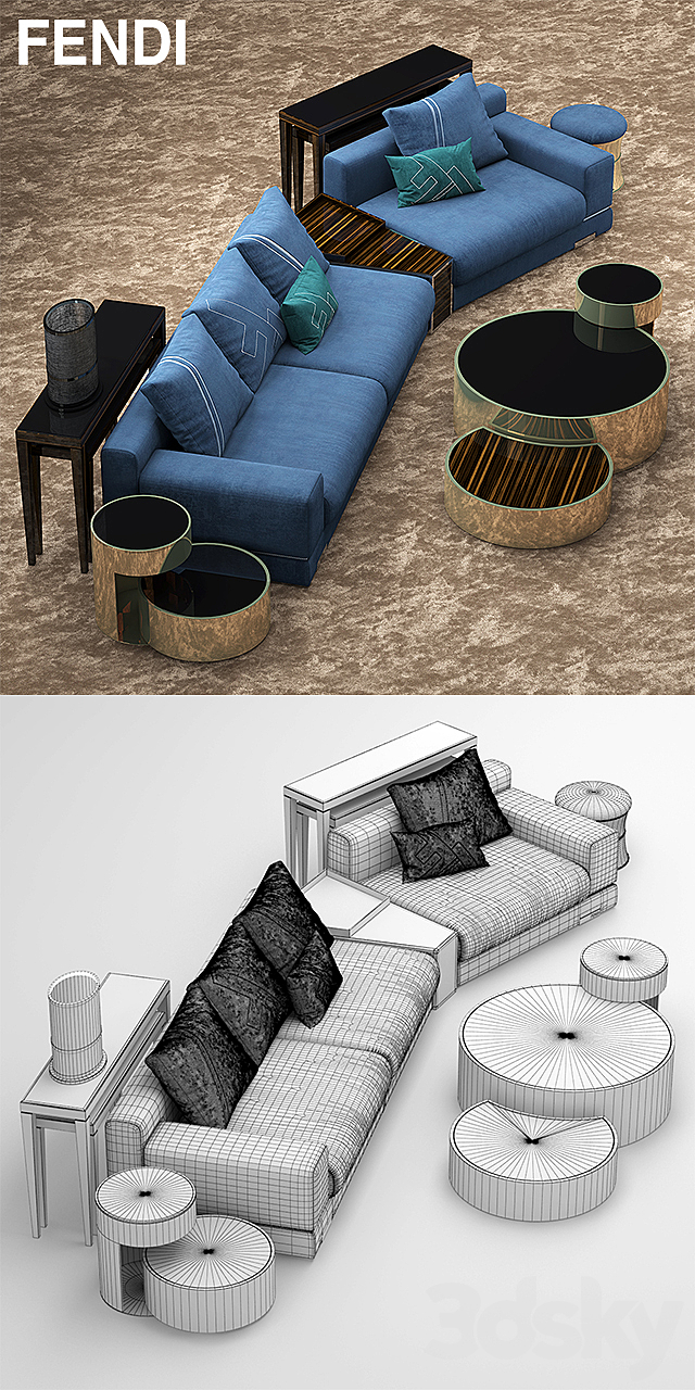 Sofa Fendi Casa Madison 3DSMax File - thumbnail 3