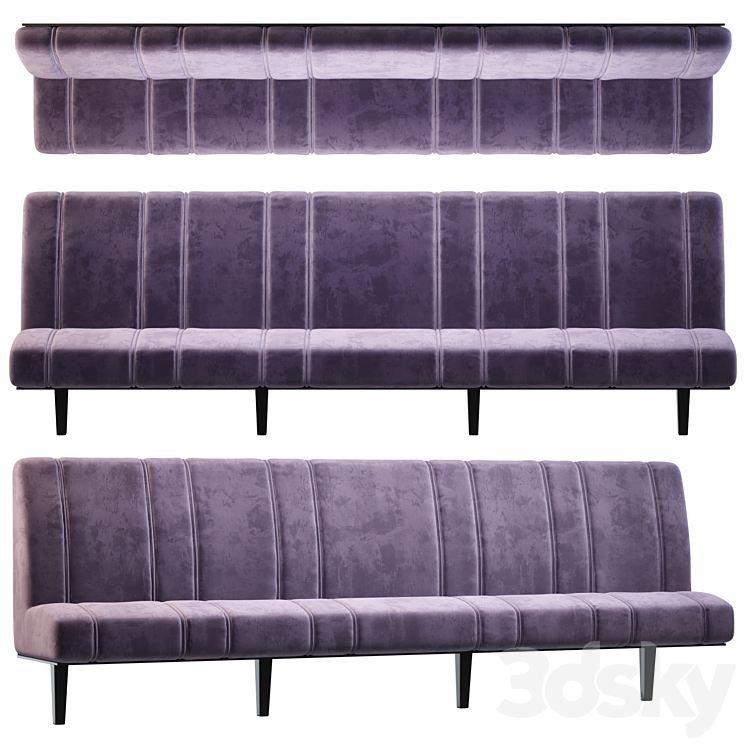 Sofa for restaurant cafe bar 3DS Max Model - thumbnail 1