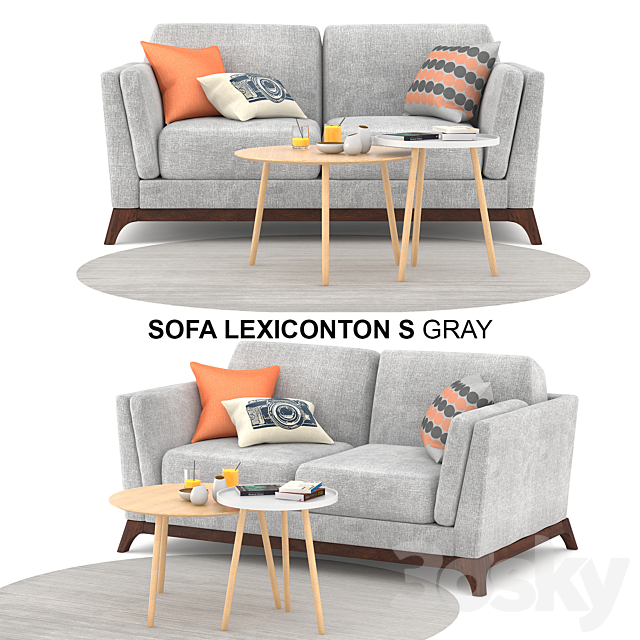 Sofa Lexiconton S GRAY 2-seater 3DSMax File - thumbnail 1