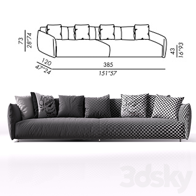 Sofa Meridiani Scott Twin 3DSMax File - thumbnail 2