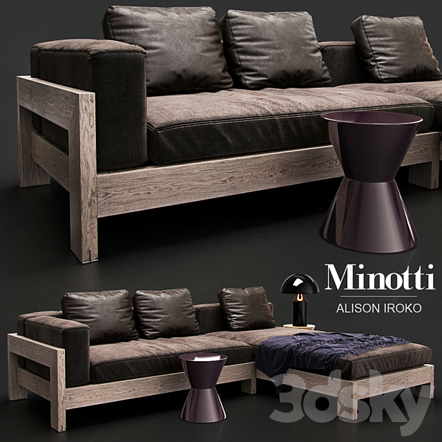 Sofa Minotti ALISON IROKO 3DSMax File - thumbnail 1