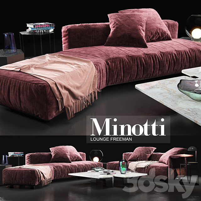 Sofa Minotti Lounge Freeman 3DSMax File - thumbnail 2