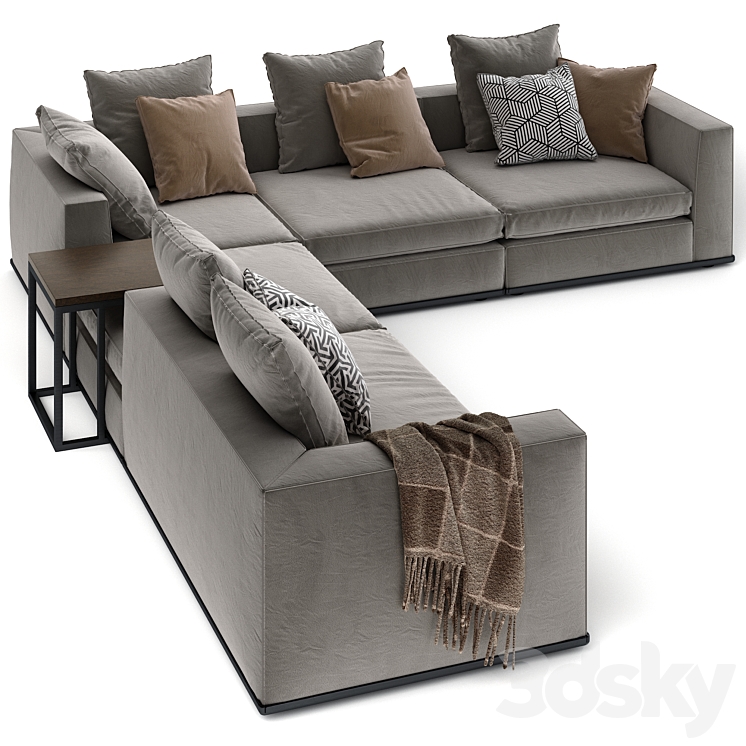 Sofa Minotti Powell 2 3DS Max Model - thumbnail 2