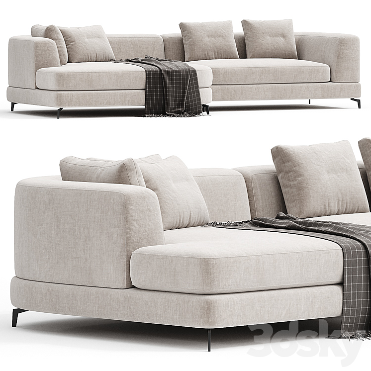 SOFA MODERNO S LEFT 3DS Max Model - thumbnail 1