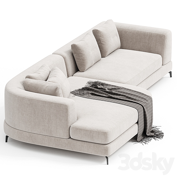 SOFA MODERNO S LEFT 3DS Max Model - thumbnail 2