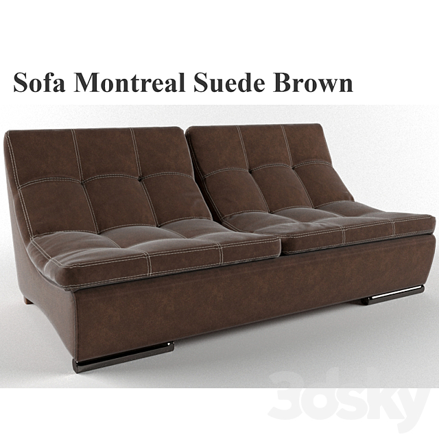 Sofa Montreal Suede Brown 3ds Max - thumbnail 1