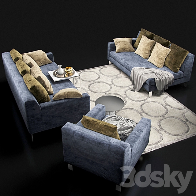 Sofa Napoli Sofa Club blue 3DSMax File - thumbnail 2