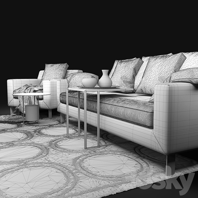 Sofa Napoli Sofa Club blue 3DSMax File - thumbnail 3