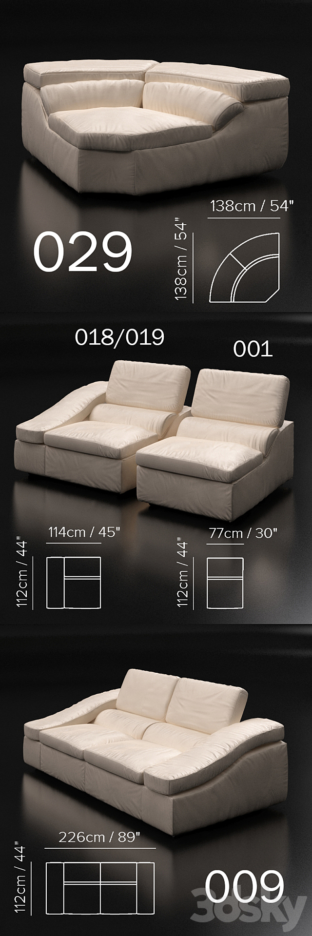 Sofa Natuzzi Wave 3DSMax File - thumbnail 2