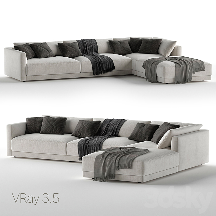 Sofa Poliform Bristol 3DS Max Model - thumbnail 2