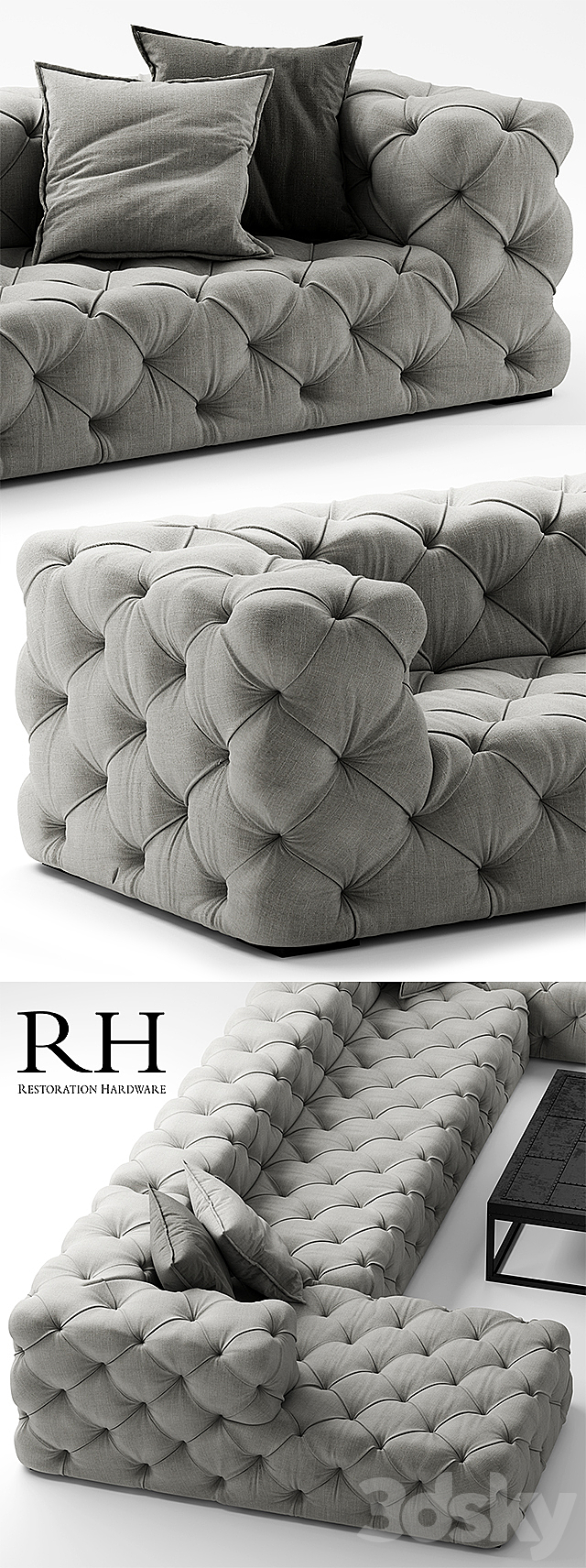 Sofa rh soho tufted 3DSMax File - thumbnail 2