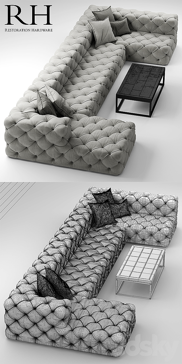 Sofa rh soho tufted 3DSMax File - thumbnail 3