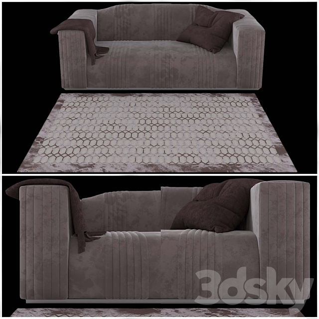 Sofa Rugiano the Cadillac and carpet Rugiano Platinum 3DSMax File - thumbnail 1