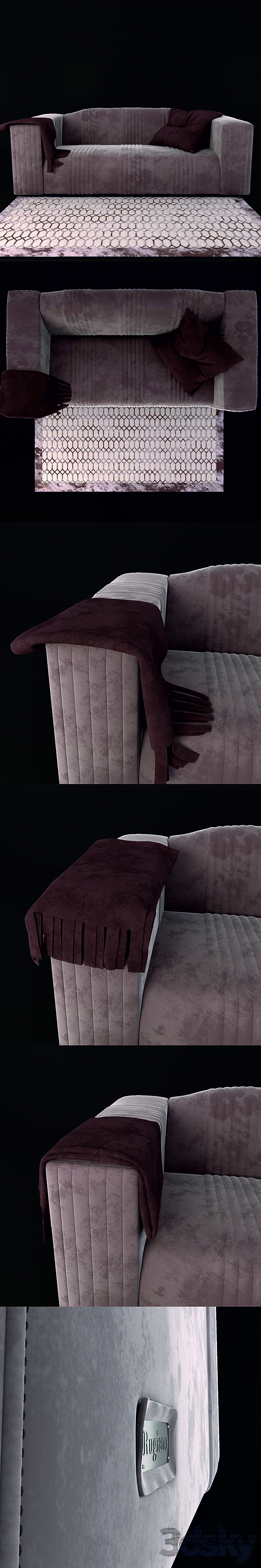 Sofa Rugiano the Cadillac and carpet Rugiano Platinum 3DSMax File - thumbnail 2