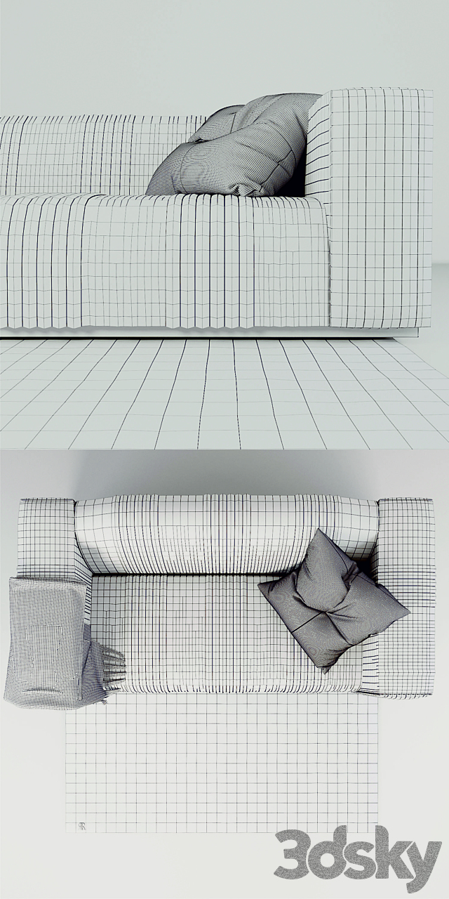 Sofa Rugiano the Cadillac and carpet Rugiano Platinum 3DSMax File - thumbnail 3