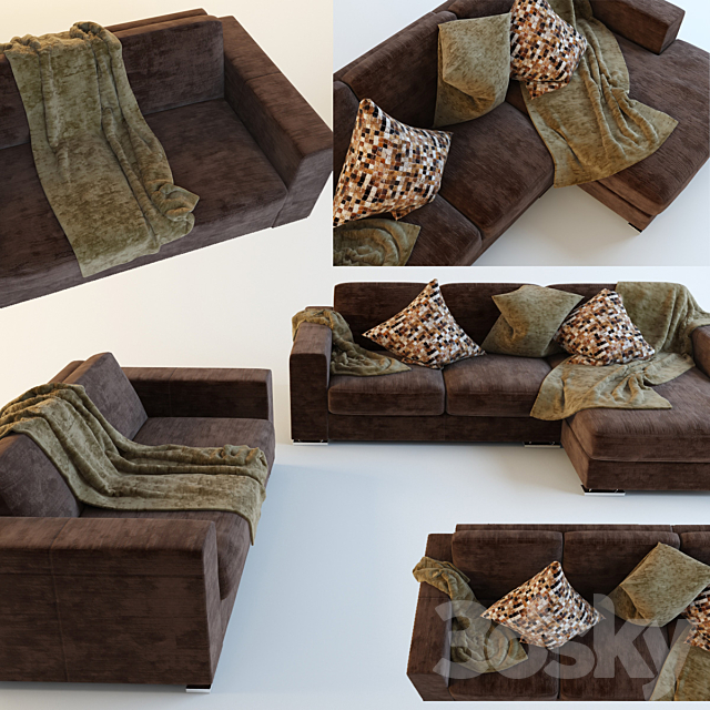 Sofa with cushions 3DSMax File - thumbnail 1