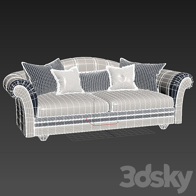 Sofa with velvet 3DS Max Model - thumbnail 2